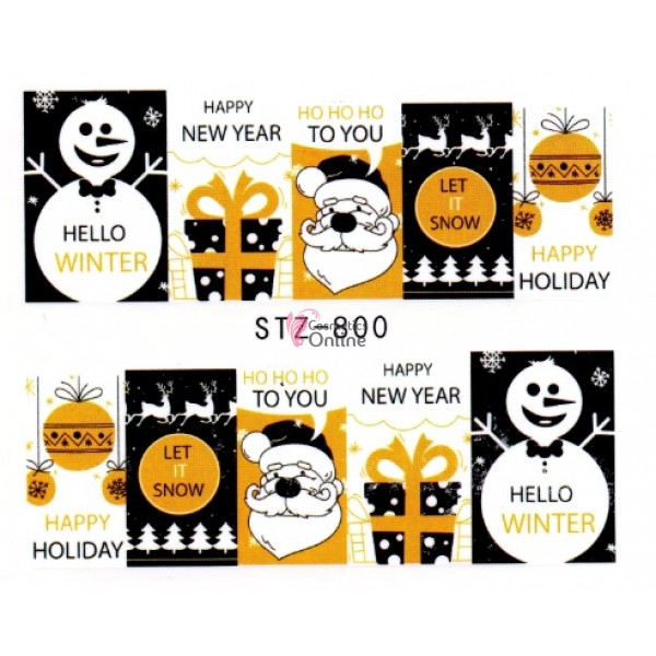 Stickere cu Apa pentru unghii cod STZ 800 - Sarbatori de Iarna